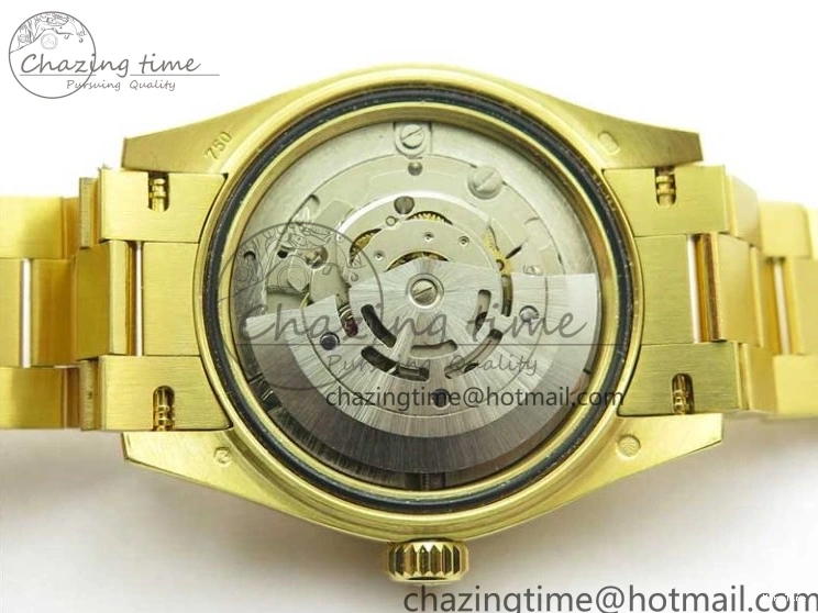 MiroTime 0305 Versatile Daydate 278288 31mm YG EWF Best Edition Green Malachite Dial Crystal Markers on YG President Bracelet ETA 2606